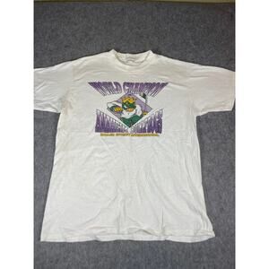 World Champion Anaheim Bullfrogs T Shirt Mens Large White Roller Hockey Graphic